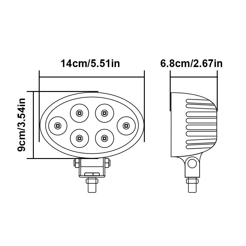 WETECH 30W Agriculture LED Work Lights 5.6" Oval Tractor Lights