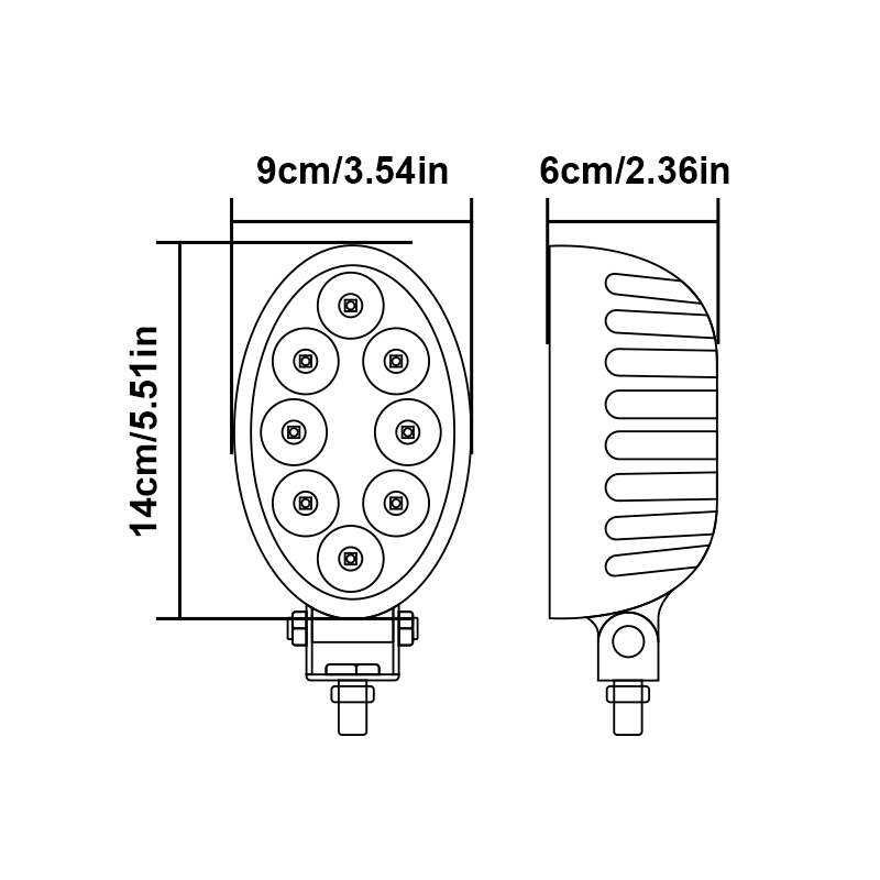 WETECH 24W Vertical LED Work Lights 5.6" Oval Tractor Lights