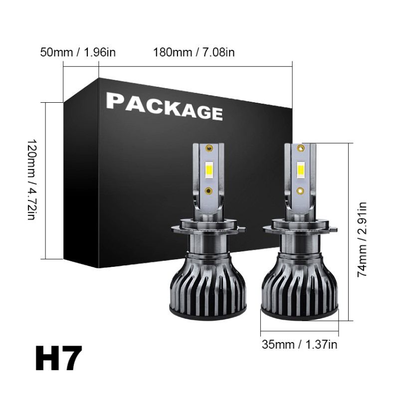 WETECH 25W LED Headlight Bulbs H7 Socket Auto Car LED Headlamp