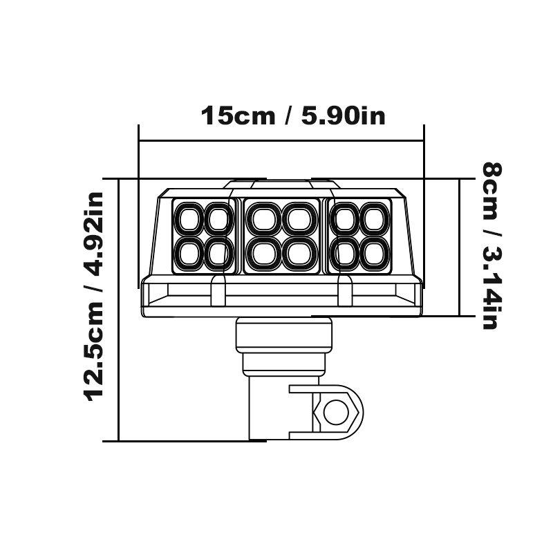 WETECH 8" Octagon Beacon Signal LED Warning Lights With Pipe Mount