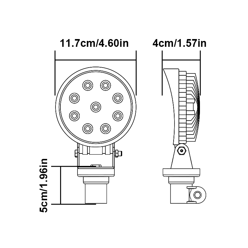 WETECH 27W Pipe Mount Agriculture LED Tractor Work Lights With Switch