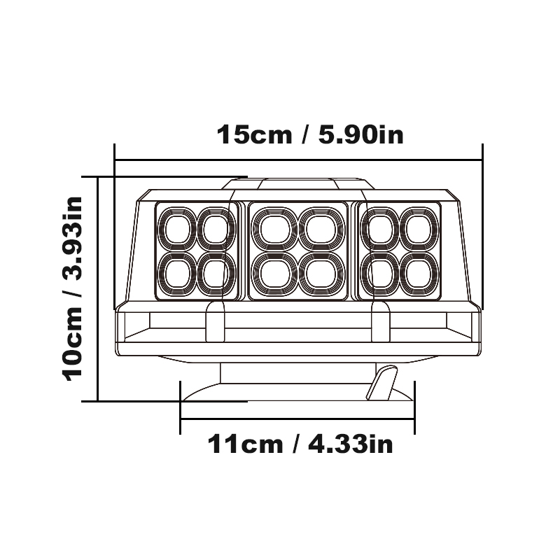 WETECH 8" Octagon Beacon Signal LED Warning Lights With Magnet Base