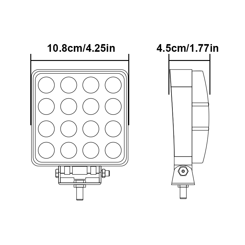 WETECH 48W 5" Square LED Work Lights With Switch