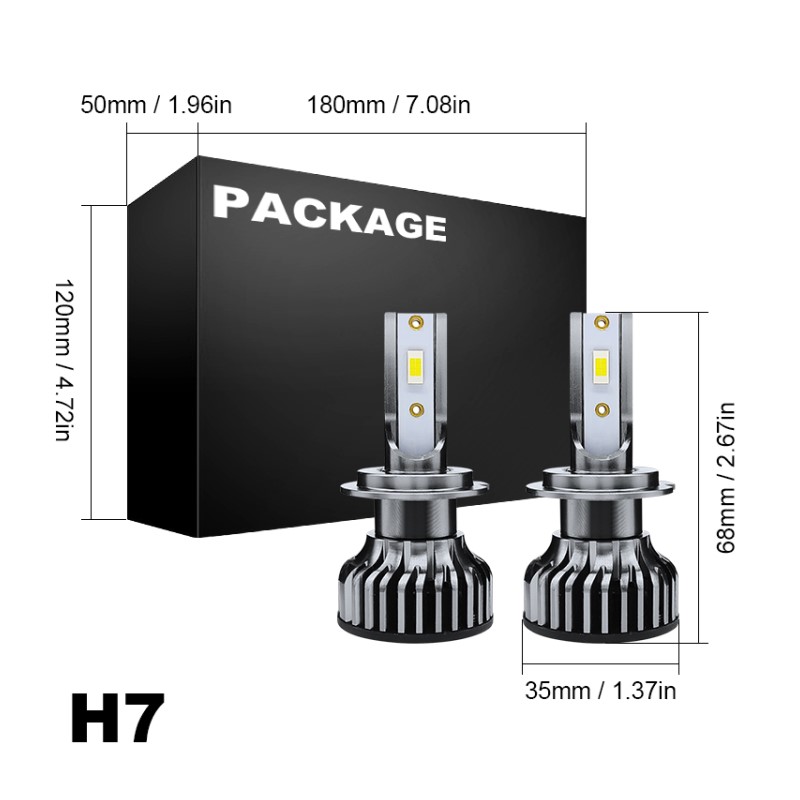 WETECH 25W LED Headlight Bulbs H7 Socket Auto Car LED Headlamp