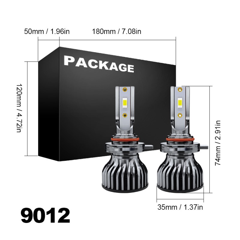 WETECH 25W LED Headlight Bulbs 9012 Socket Auto Car LED Headlamp