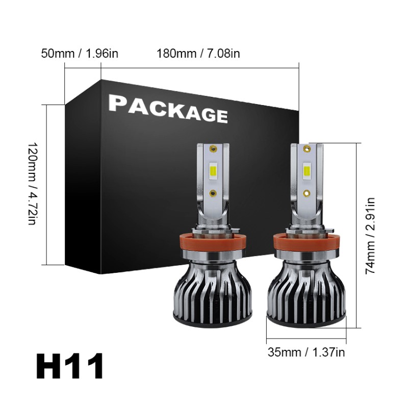 WETECH 25W LED Headlight Bulbs H11 Socket Auto Car LED Headlamp