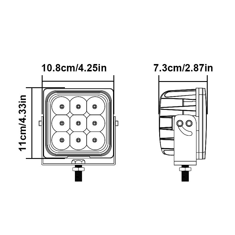 WETECH 27W 6" Square Heavy Duty LED Work Lights Flood or Spot Beam