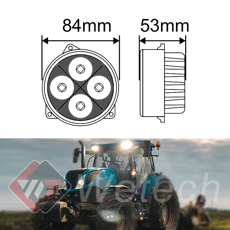 WETECH 40W Agriculture LED Work Lights Front Hood Light For Tractor