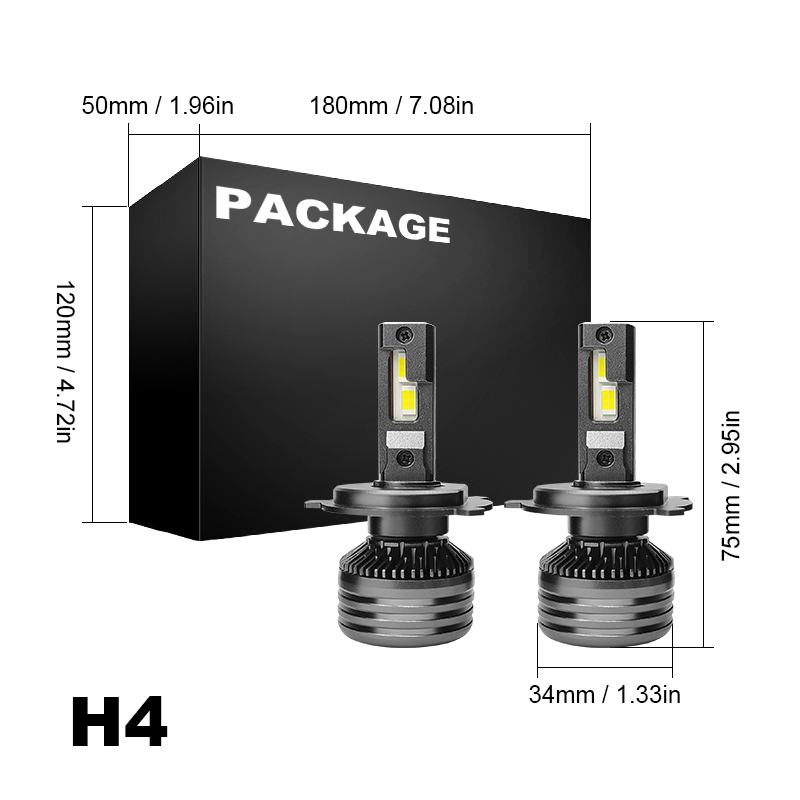 WETECH 55W LED Headlight Bulbs H4 Socket Auto Car LED Headlamp