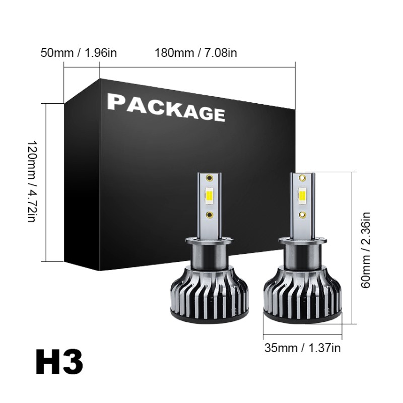 WETECH 25W LED Headlight Bulbs H3 Socket Auto Car LED Headlamp