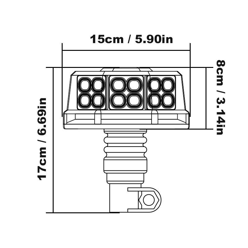 WETECH 8" Octagon Beacon Signal LED Warning Lights With Pipe Mount