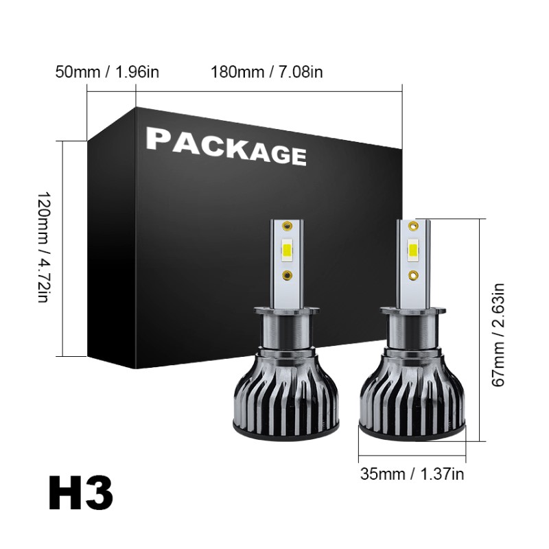 WETECH 25W LED Headlight Bulbs H3 Socket Auto Car LED Headlamp