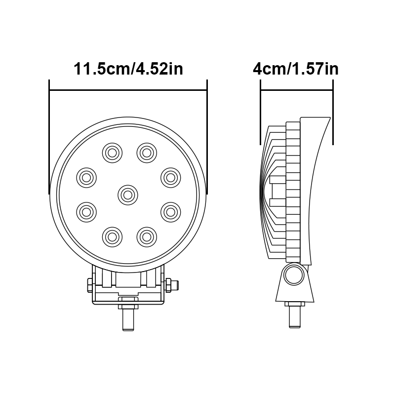 WETECH 27W 5" Round LED Work Lights With Switch