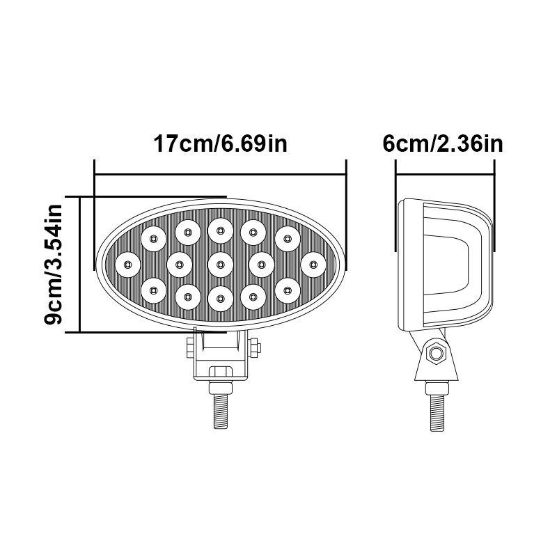 WETECH 75W Agriculture LED Work Lights Flood Beam 6.7" Oval Tractor Lights