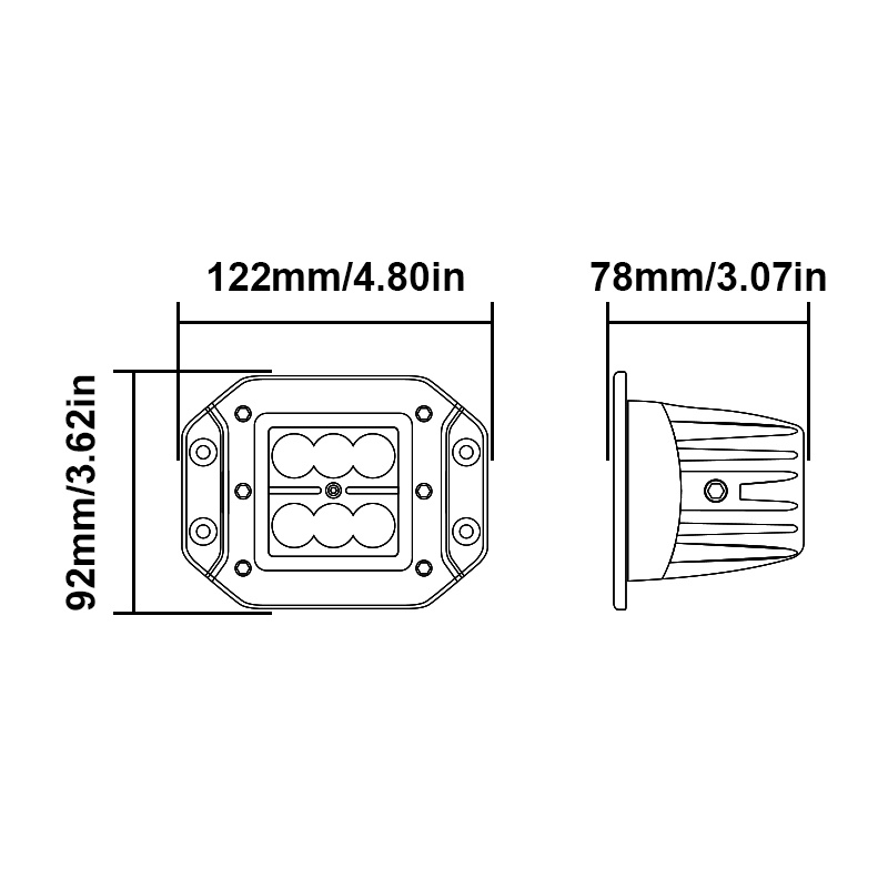 WETECH 18W 4" LED Auxiliary Spot Light Flush Mount Off-road Reverse Lights