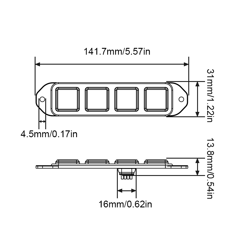 WETECH 12W Strobe Lights Vehicle Side Marker Surface Mount