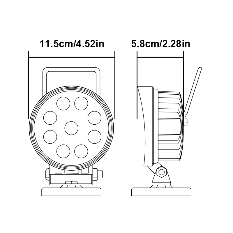 WETECH 27W 5" Round LED Work Lights With Handle