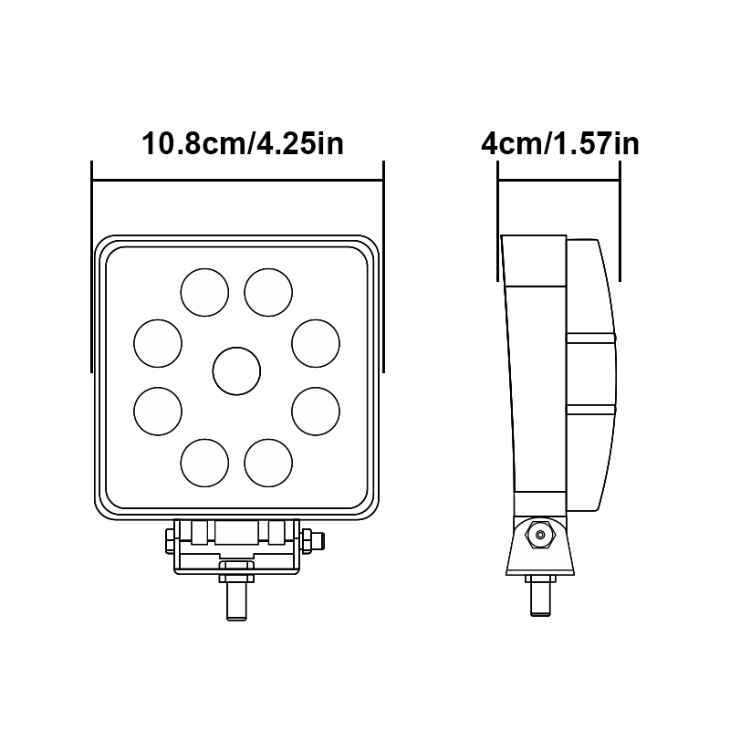 WETECH 27W 5" Square LED Work Lights With Switch