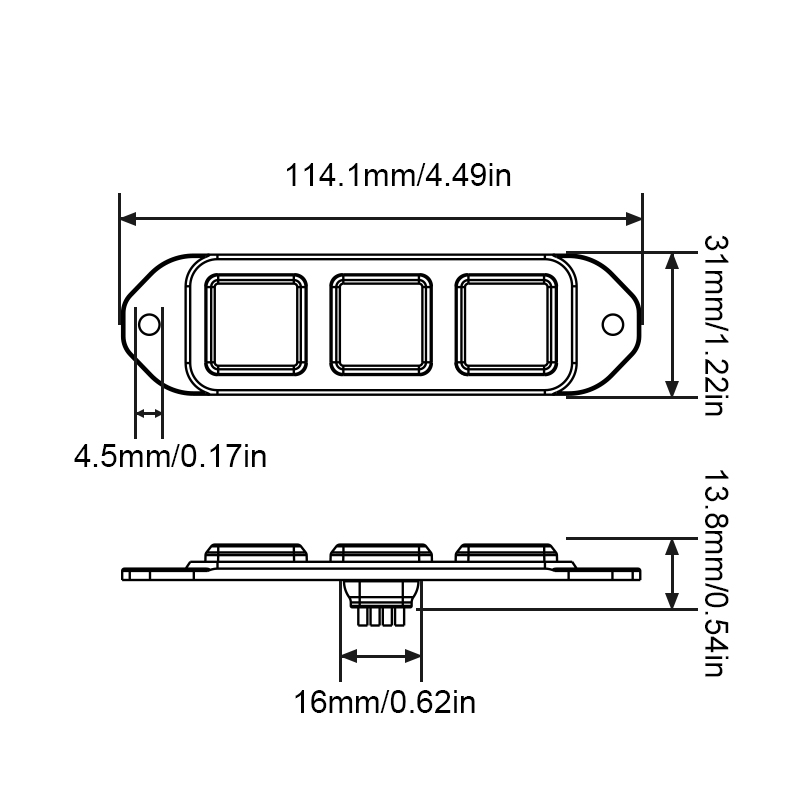 WETECH 9W Strobe Lights Vehicle Side Marker Surface Mount