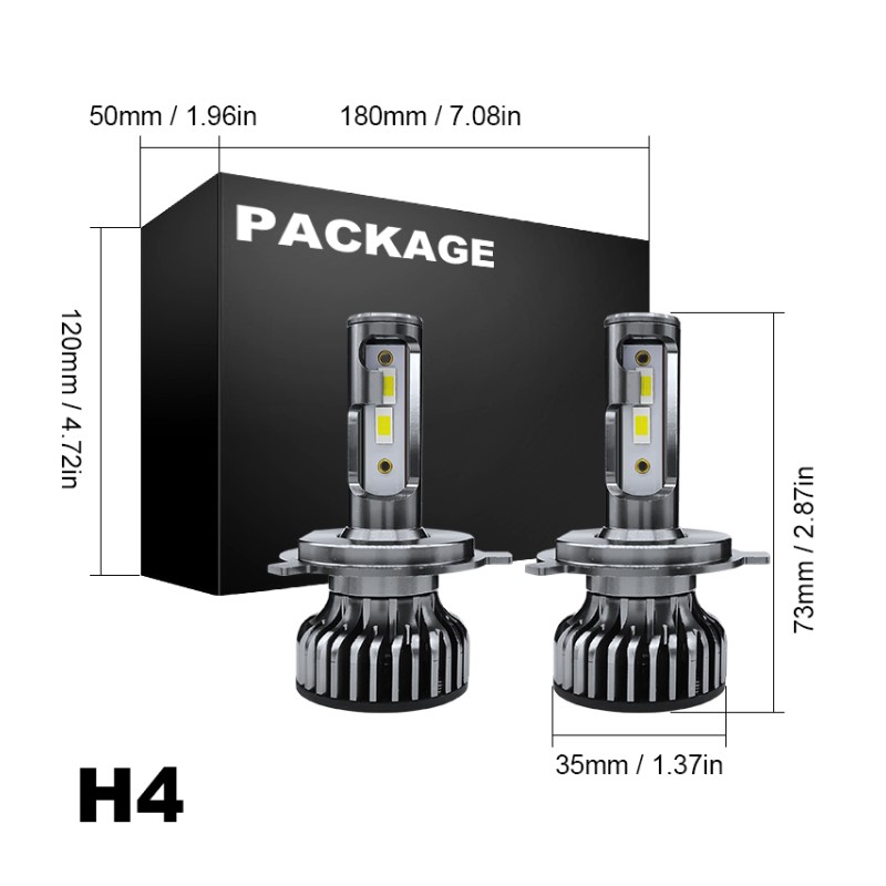 WETECH 25W LED Headlight Bulbs H4 Socket Auto Car LED Headlamp