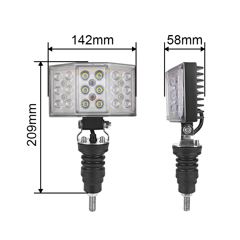 WETECH 54W Round LED Work Light Switch Din Pole Screw Mounting