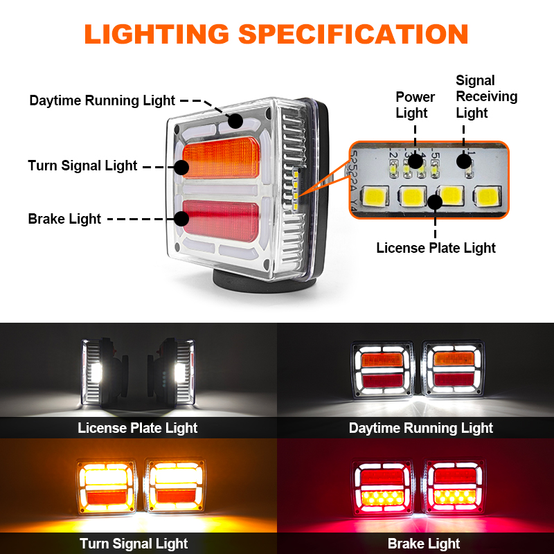 WETECH Wireless Trailer Light Kit Magnetic Base Conversion LED Towing Lights