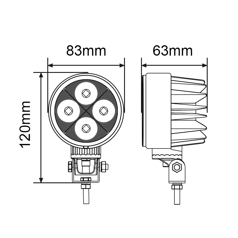 WETECH 40W Round LED Work Light 360 ° Rotary support