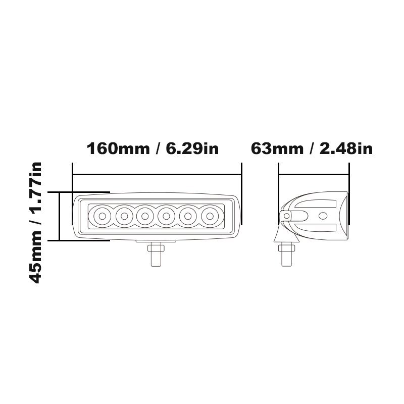 WETECH 18W 5" LED Auxiliary Flood Light Rectangle Off-road Driving Lights