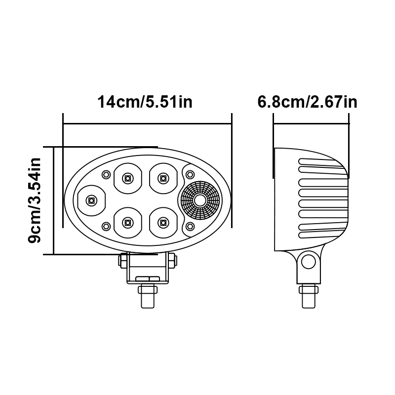 WETECH 36W Combination LED Work Lights 5.6" Oval Tractor Lights with Turn Signal