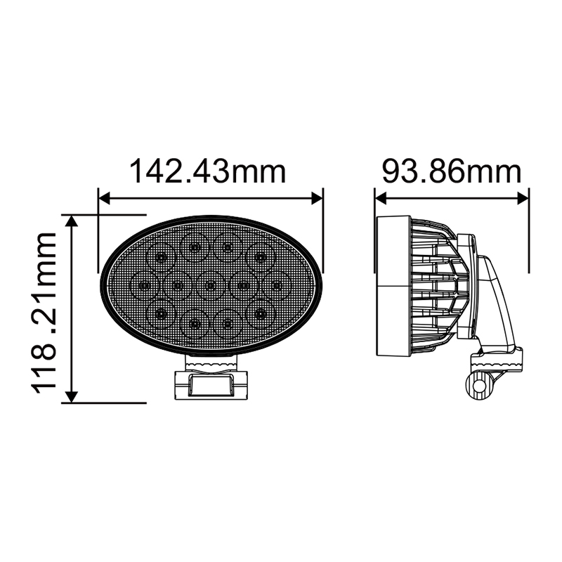 WETECH 39W Agriculture LED Work Lights Flood Beam 5.6" Oval Tractor Lights 360 ° Rotary support