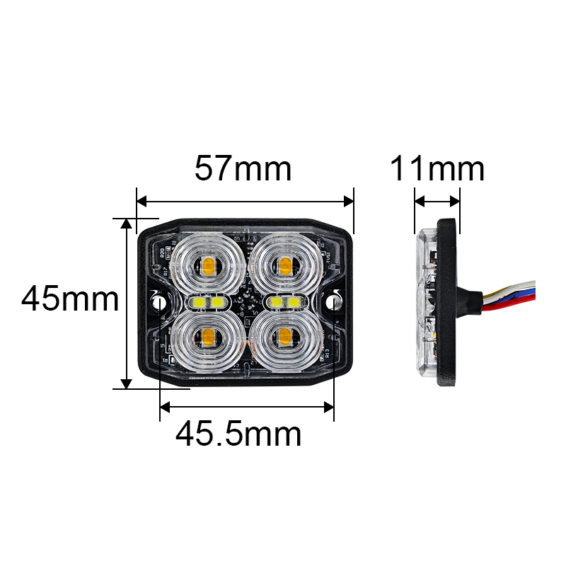 WETECH 12W LED Strobe Lights Vehicle Side Marker Surface Mount With Daytime running light