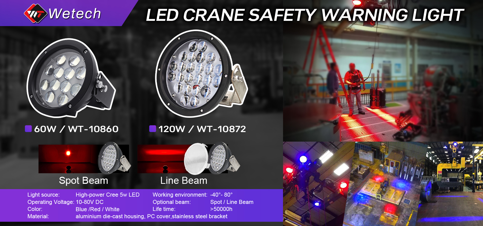 120W LED Overhead Crane Warning Light