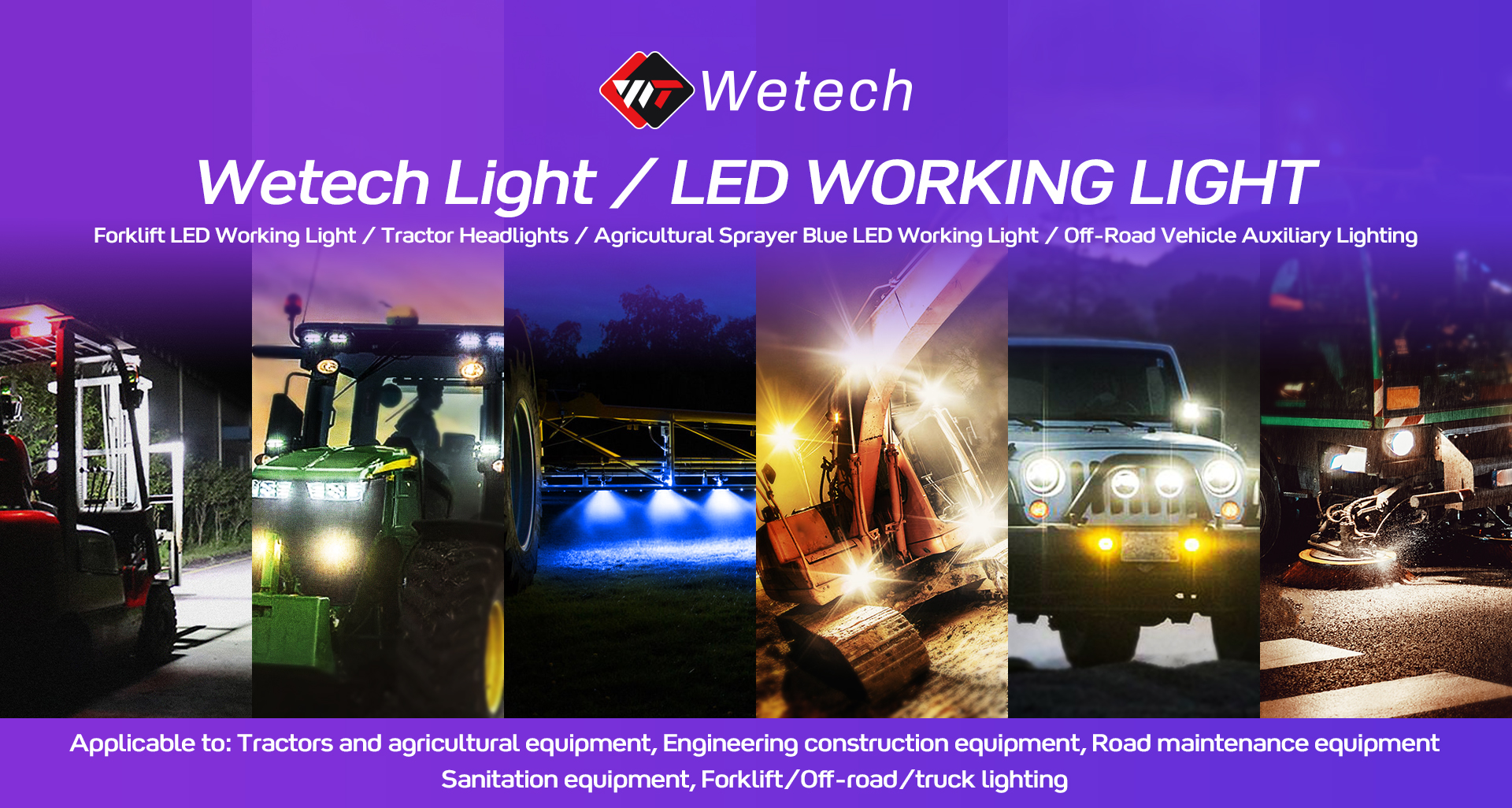 WETECH 54W Pipe Mount Agriculture LED Tractor Work Lights