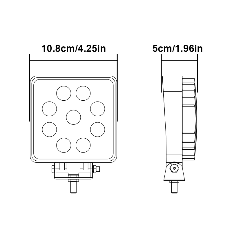 WETECH 27W 5" LED Work Lights Square Flood WorkLight