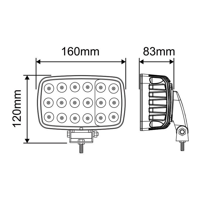 WETECH 60W 6.5" Turn signal LED Work Lights Rectangular Swivel Bracket Flood WorkLight