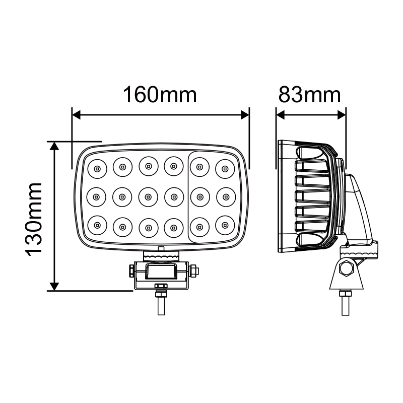 WETECH 60W 6.5" Turn signal LED Work Lights Rectangular Swivel Bracket Flood WorkLight