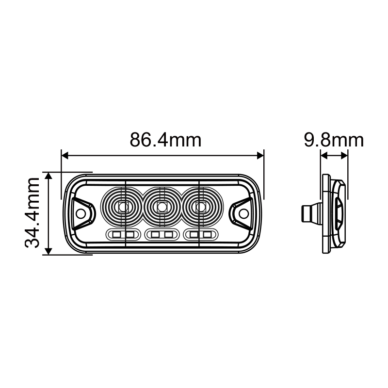 WETECH 9W LED Strobe Lights Vehicle Side Marker Surface Mount With Daytime running light