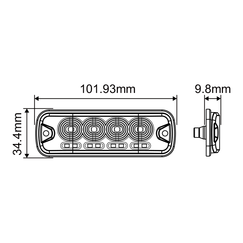 WETECH 12W LED Strobe Lights Vehicle Side Marker Surface Mount With Daytime running light