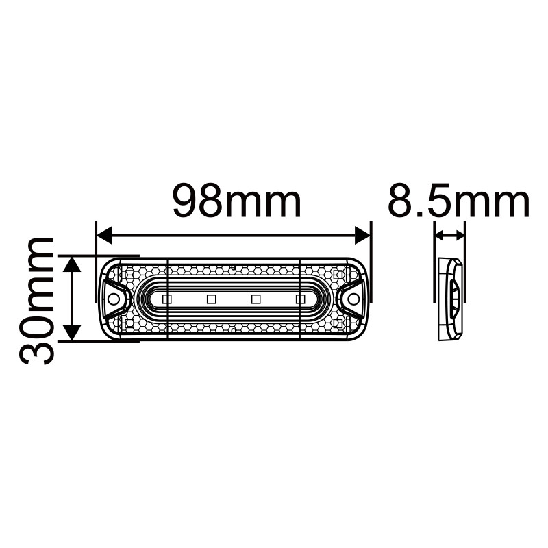 WETECH 12W LED Strobe Lights Vehicle Side Marker Surface Mount With Driving Light